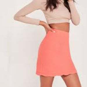 scallop hem crepe mini skirt pink